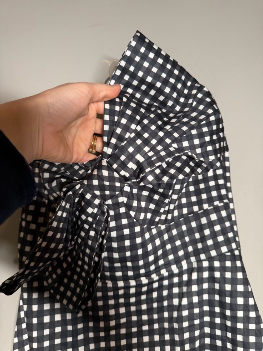 Anthropologie Hutch Strapless Gingham Midi Dress with Front Bow - Black White 6 - Picture 5 of 11